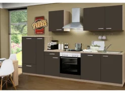 Menke Küchenzeile Classic 310 cm Lava Melamin-Sonoma Eiche Nachbildung