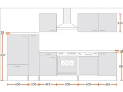 Menke Küchenzeile Classic 310 cm Lava Melamin-Sonoma Eiche Nachbildung