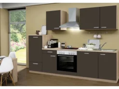 Menke Küchenzeile Classic 280 cm Lava Melamin-Sonoma Eiche Nachbildung