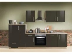 Menke Küchenzeile Premium 300 cm Lava Hochglanz-Sonoma Eiche Nachbildung