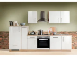 Menke Küchenzeile Premium 310 cm Weiß Hochglanz-Sonoma Eiche Nachbildung