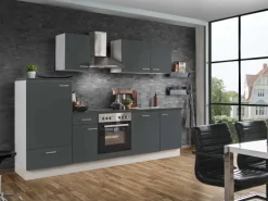 Menke Küchenzeile White Classic 280 cm Graphit-Weiß