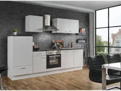 Menke Küchenzeile White Classic 280 cm Weiß-Marmor-Optik