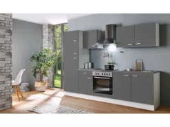 Menke Küchenzeile White Classic 270 cm Graphit-Weiß