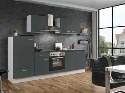 Menke Küchenzeile White Classic 270 cm Graphit-Weiß