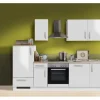 Menke Küchenzeile White Premium 270 cm Lack Weiß Hochglanz-Asteiche Nachbildung