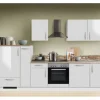 Menke Küchenzeile White Premium 310 cm Lack Weiß Hochglanz-Asteiche Nachbildung