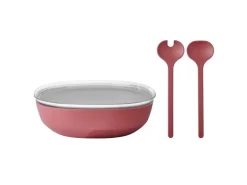 Mepal Silueta Servierschale mit Deckel und Salatbesteck 4000 ml Vivid Mauve