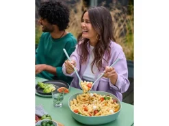 Mepal Silueta Servierschale mit Deckel und Salatbesteck 4000 ml Vivid Mauve