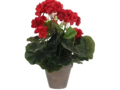Mica Decorations Kunstpflanze Geranie im Blumentopf Stan Ø 20 cm x 34 cm Rot