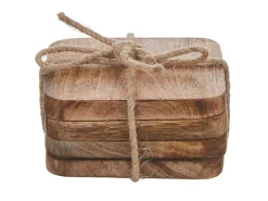 Mica Dekorations Untersetzer Duko 10 cm x 10 cm x 5 cm Dunkelbraun 4 Stück FSC®