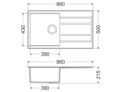 Miló Einbauspüle Granitverbundstoff Luxuria 86 Grau 39 cm Beckenbreite