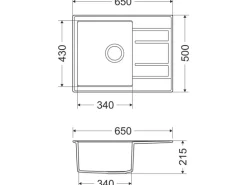 Miló Einbauspüle Granitverbundstoff Luxuria 65 Graphit