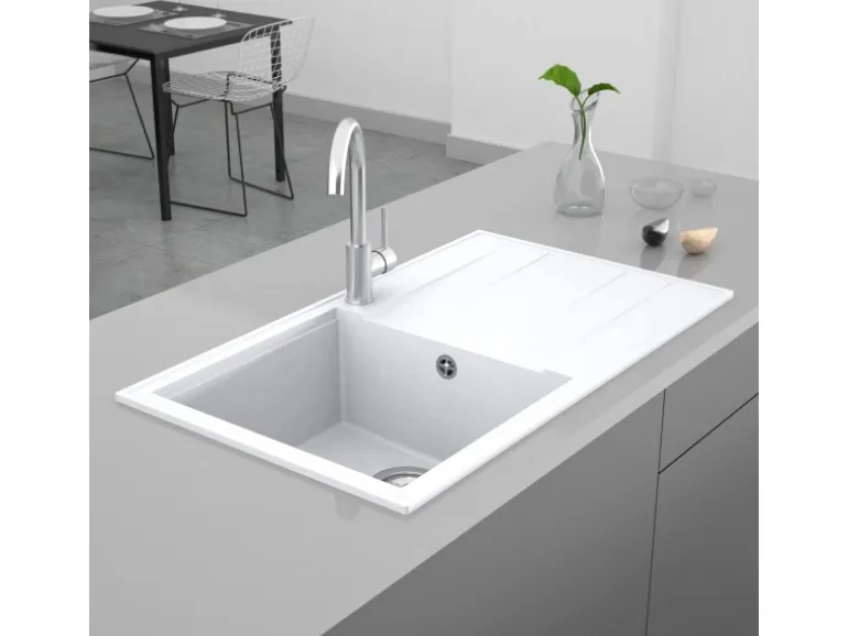 Miló Einbauspüle Granitverbundstoff Luxuria 86 Weiß 30 cm Beckenbreite