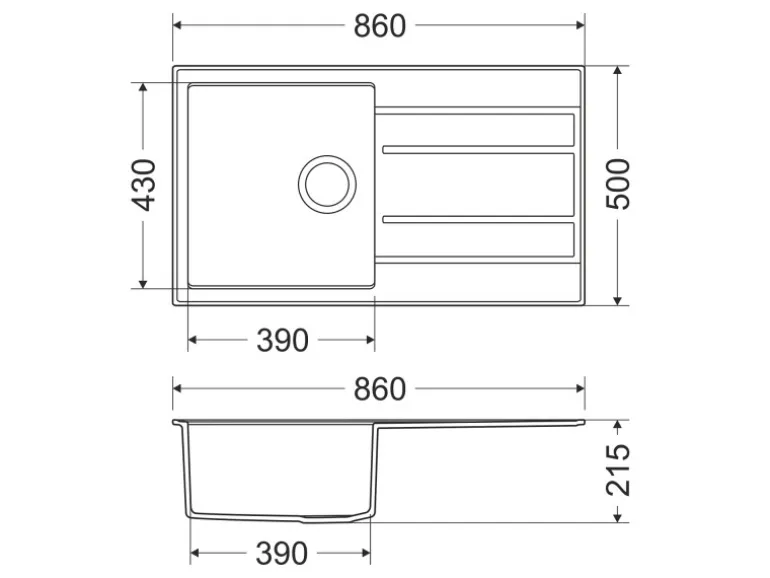 Miló Einbauspüle Granitverbundstoff Luxuria 86 Weiß 30 cm Beckenbreite