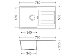 Miló Einbauspüle Granitverbundstoff Piatto 78 Graphit