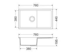 Miló Einbauspüle Granitverbundstoff Blissano 76 Weiß