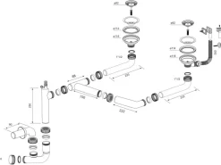 Miló Röhrensiphon-Set für Doppelbecken Ø 114 mm