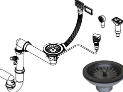 Miló Röhrensiphon-Set mit Exzenter Mattschwarz Ø 114 mm