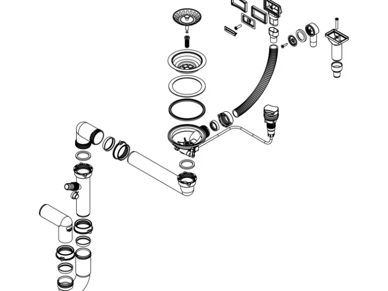 Miló Röhrensiphon-Set mit Exzenter Mattschwarz Ø 114 mm