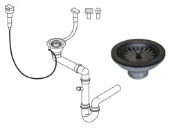 Miló Röhrensiphon-Set mit Exzenter Mattschwarz Ø 114 mm