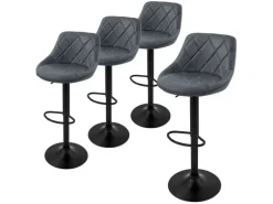 ML-Design Barhocker 4Er Set Bezug aus Kunstleder Anthrazit Gepolsterter Barstuhl