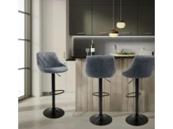 ML-Design Barhocker 4Er Set Bezug aus Kunstleder Anthrazit Gepolsterter Barstuhl