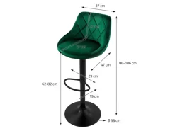 ML-Design Barhocker 2Er Set aus Samt Grün Gepolsterter mit Rückenlehne Fußstütze