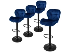 ML-Design Barhocker 4Er Set aus Samt Blau Gepolsterter Drehbar Hocker