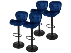 ML-Design Barhocker 4Er Set aus Samt Blau Gepolsterter Drehbar Hocker