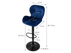 ML-Design Barhocker 4Er Set aus Samt Blau Gepolsterter Drehbar Hocker