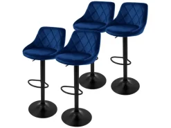 ML-Design Barhocker 4Er Set aus Samt Blau Gepolsterter Drehbar