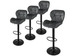 ML-Design Barhocker 4Er Set aus Samt Grau Gepolsterter Drehbar Hocker