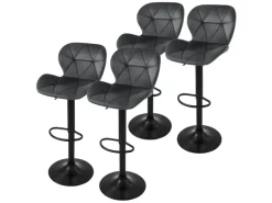 ML-Design Barhocker 4Er Set aus Samt Grau Gepolsterter Drehbar Hocker