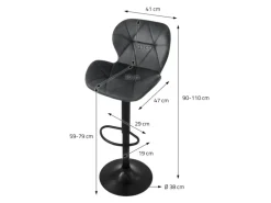 ML-Design Barhocker 4Er Set aus Samt Grau Gepolsterter Drehbar Hocker