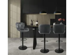 ML-Design Barhocker 4Er Set aus Samt Grau Gepolsterter Drehbar Hocker