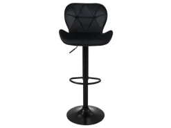 ML-Design Barhocker 2Er Set Samt Schwarz Gepolsterter Barstuhl mit Rückenlehne