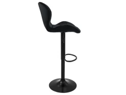 ML-Design Barhocker 2Er Set Samt Schwarz Gepolsterter Barstuhl mit Rückenlehne