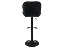 ML-Design Barhocker 2Er Set Samt Schwarz Gepolsterter Barstuhl mit Rückenlehne