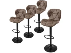 ML-Design Barhocker 4Er Set aus Kunstleder Braun Gepolsterter Drehbar