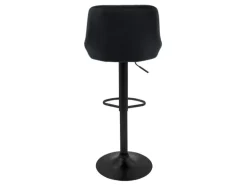 ML-Design Barhocker 2Er Set aus Samt Schwarz mit Rückenlehne und Fußstütze