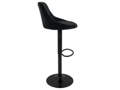 ML-Design Barhocker 2Er Set aus Samt Schwarz mit Rückenlehne und Fußstütze