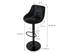 ML-Design Barhocker 2Er Set aus Samt Schwarz mit Rückenlehne und Fußstütze