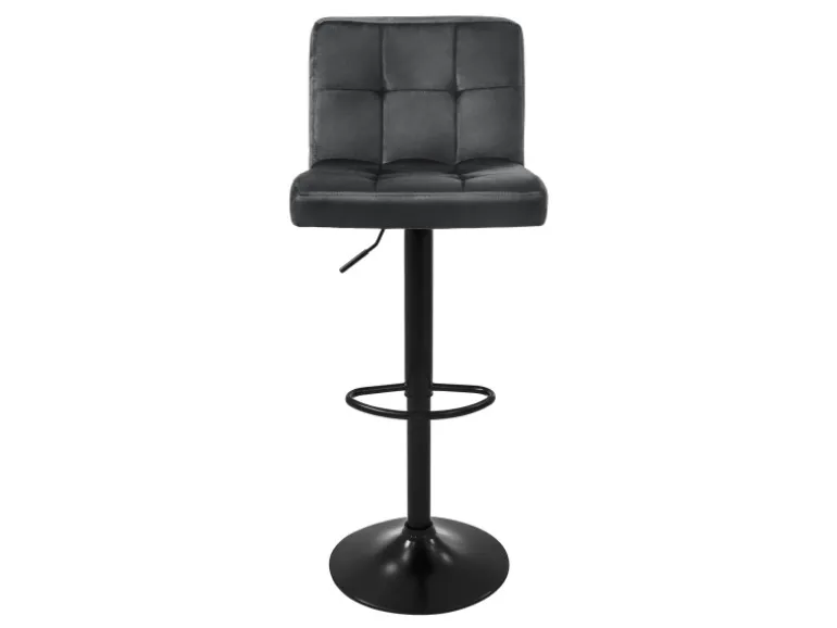 ML-Design Barhocker 2Er Set aus Samt Grau Gepolsterter Barstuhl mit Rückenlehne