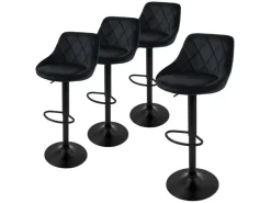 ML-Design Barhocker 4Er Set aus Samt Schwarz Gepolsterter Drehbar