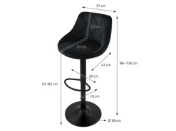 ML-Design Barhocker 4Er Set aus Samt Schwarz Gepolsterter Drehbar