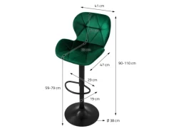 ML-Design Barhocker 2Er Set aus Samt Grün Gepolsterter Barstuhl mit Fußstütze