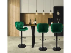 ML-Design Barhocker 2Er Set aus Samt Grün Gepolsterter Barstuhl mit Fußstütze