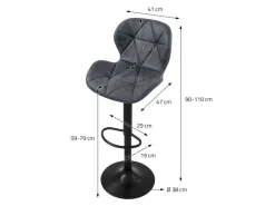 ML-Design Barhocker 2Er Set aus Kunstleder Anthrazit mit Rückenlehne Fußstütze