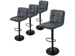 ML-Design Barhocker 4Er Set aus Kunstleder Anthrazit mit Rückenlehne Fußstütze